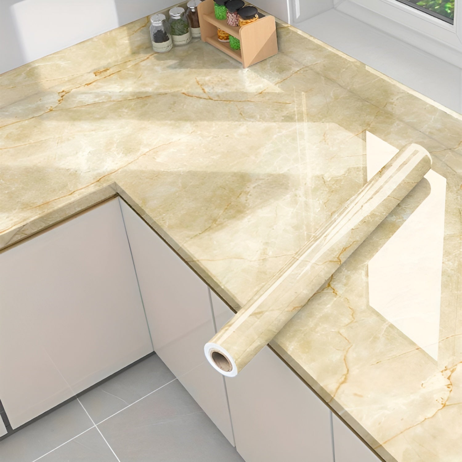 Papel tapiz 3D de mármol impermeable para cocina – Tienda online NQLN Store Venezuela