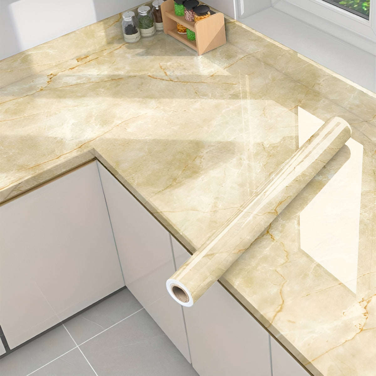 Papel tapiz 3D de mármol impermeable para cocina – Tienda online NQLN Store Venezuela