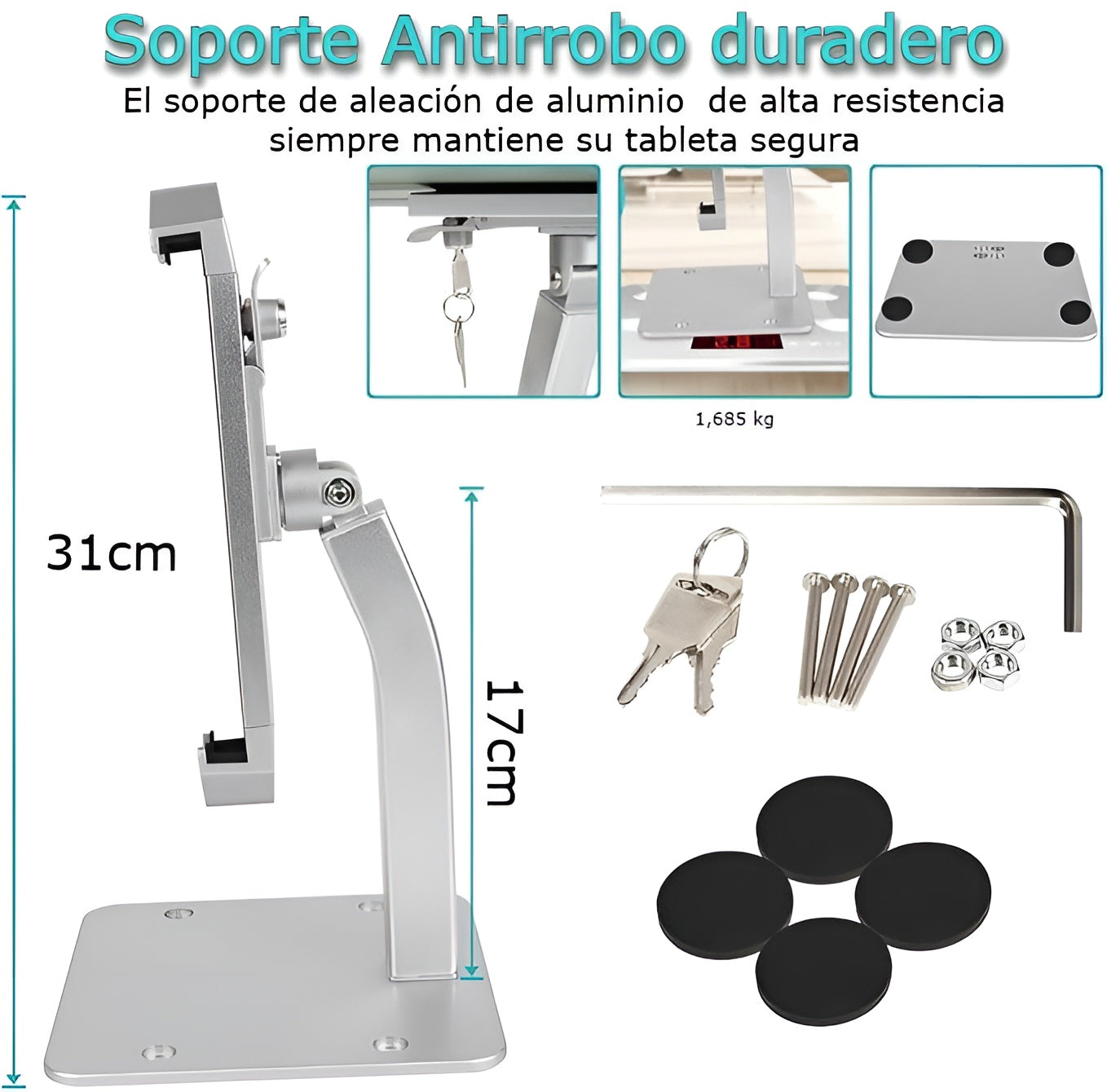 Soporte para tablet con seguridad y rotación 360° – Vista detalle del producto – NQLN Store