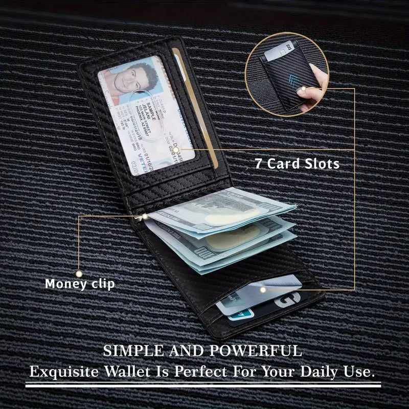 Billetera de semicuero para hombres – Vista adicional – Disponible en NQLN Store Venezuela