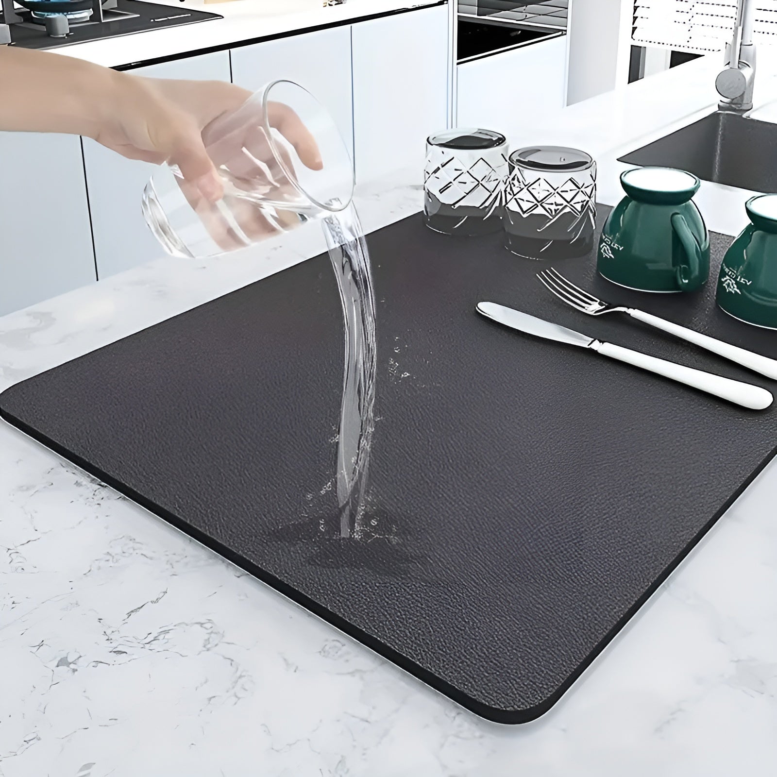 Alfombra de secado rápido para platos de cocina – Detalle de calidad y acabado – NQLN Store