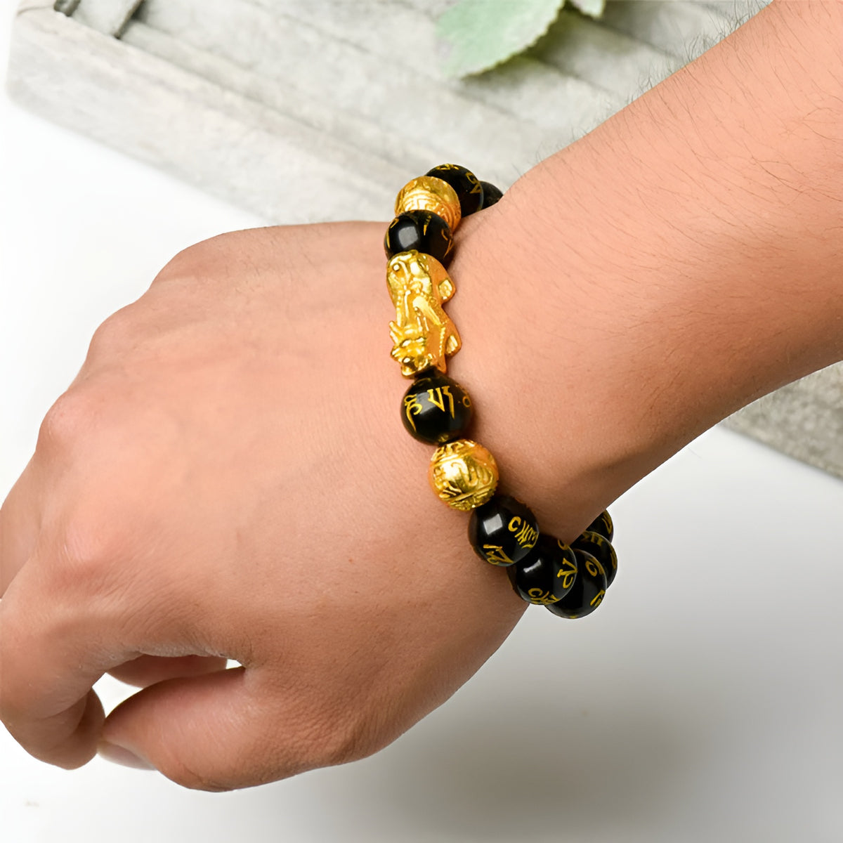 Pulsera de obsidiana negra Feng Shui