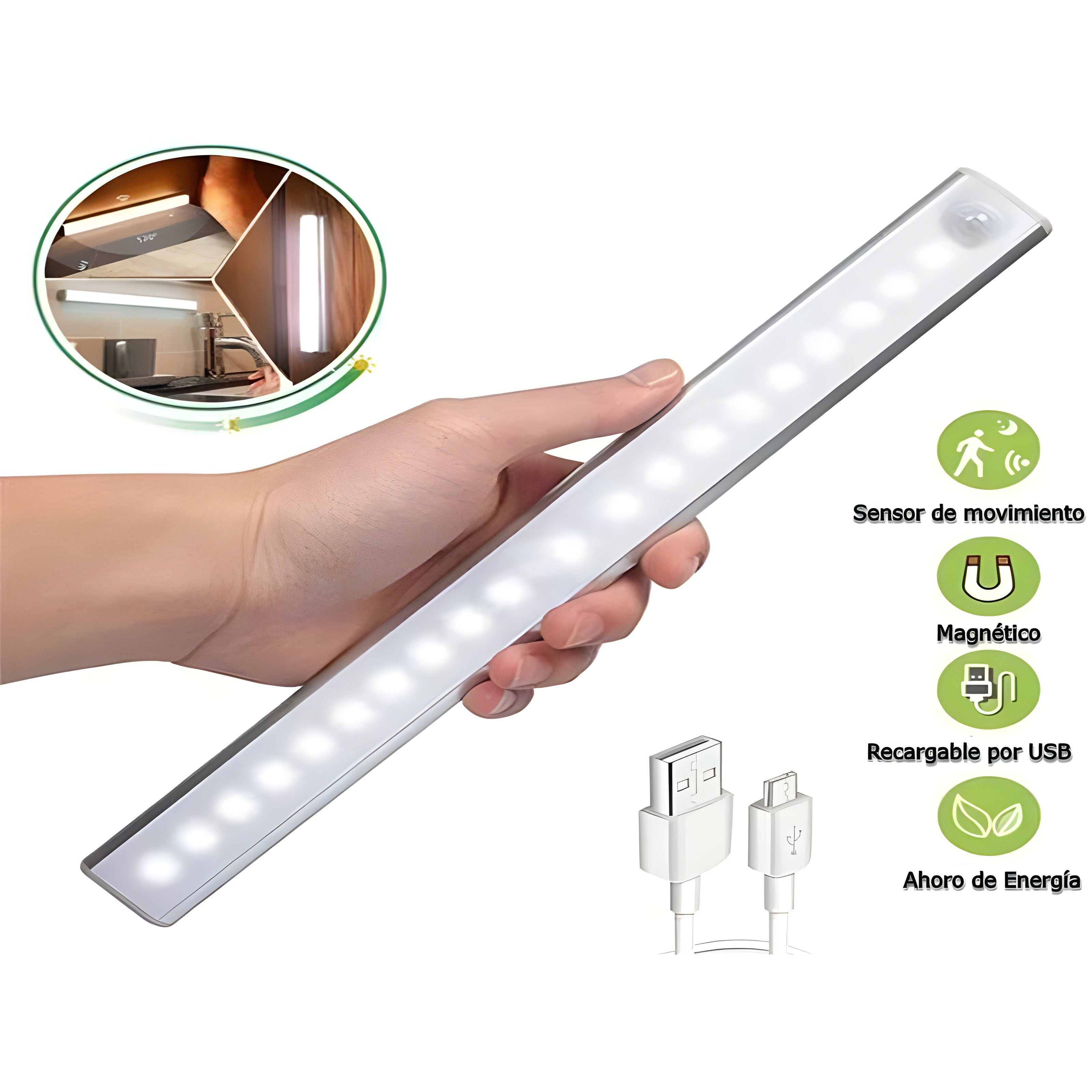 Lámpara de Sensor de Luz Recargable USB – Vista adicional – Disponible en NQLN Store Venezuela