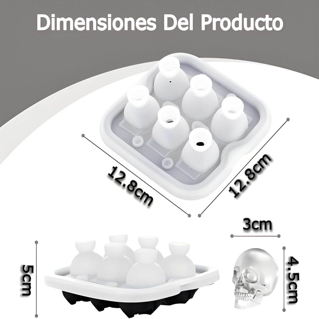 Molde de Silicona para Hielo con Forma de Calavera – Vista detalle del producto – NQLN Store