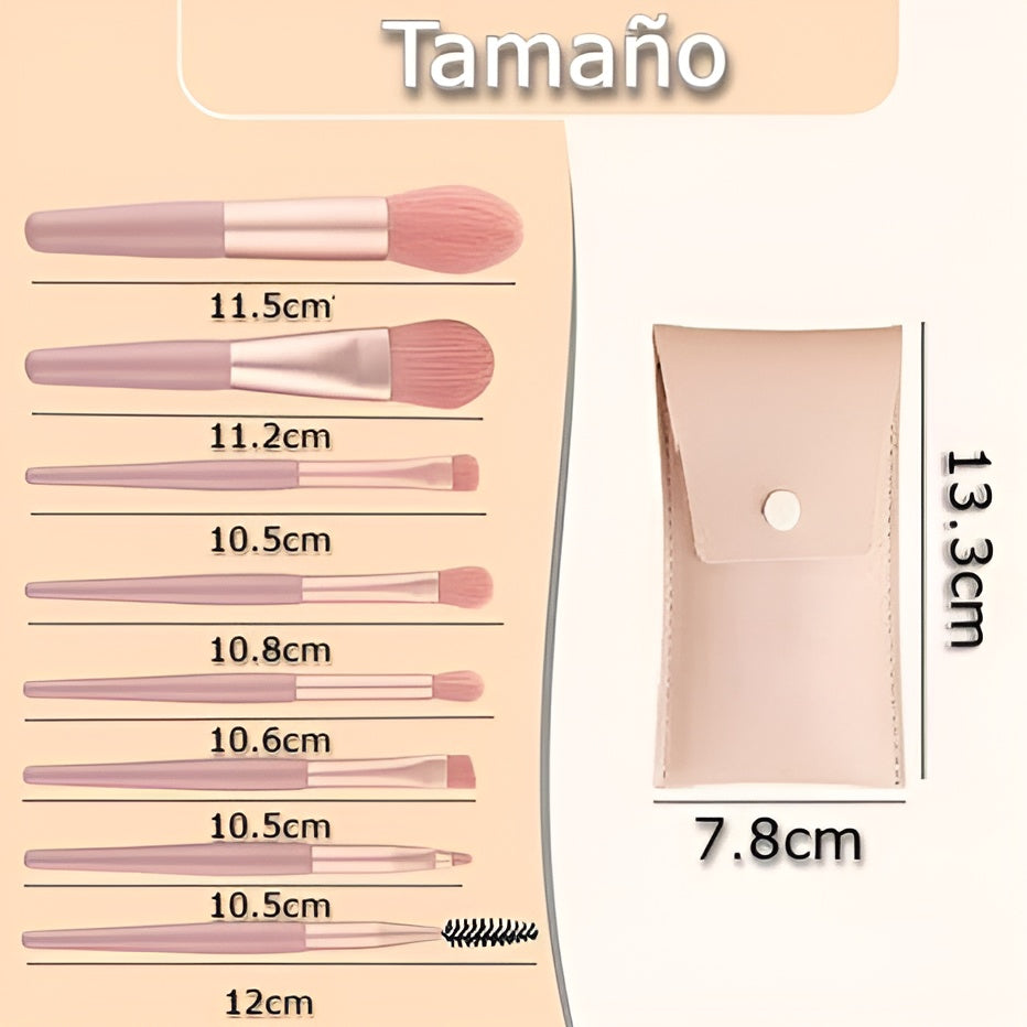 Brochas de Maquillaje para Viaje (Set de 8) – Vista detalle del producto – NQLN Store