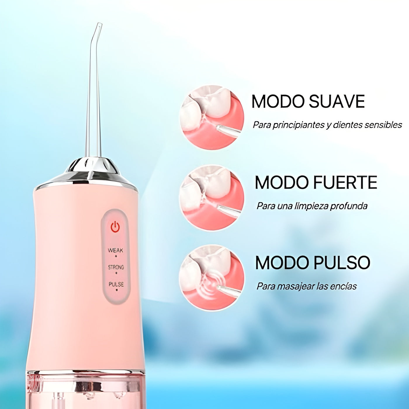 Irrigador Dental Inalámbrico – Vista de cerca del producto – NQLN Store