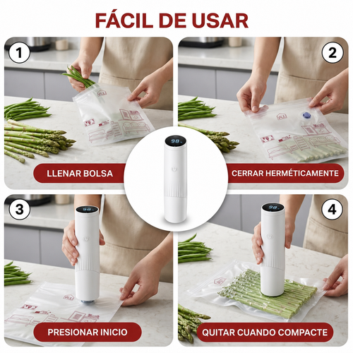 Kit de sellado al vacío para comida alimentos (bomba + 20 bolsas) VAULI