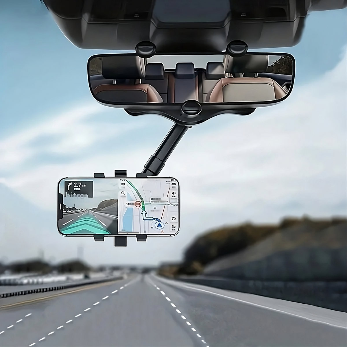 Soporte de teléfono para retrovisor de carro – Vista detalle del producto – NQLN Store