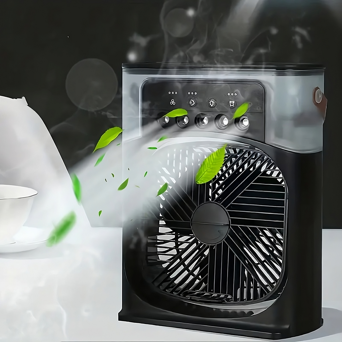 Ventilador USB con tanque de agua para aire frio – Vista de cerca del producto – NQLN Store