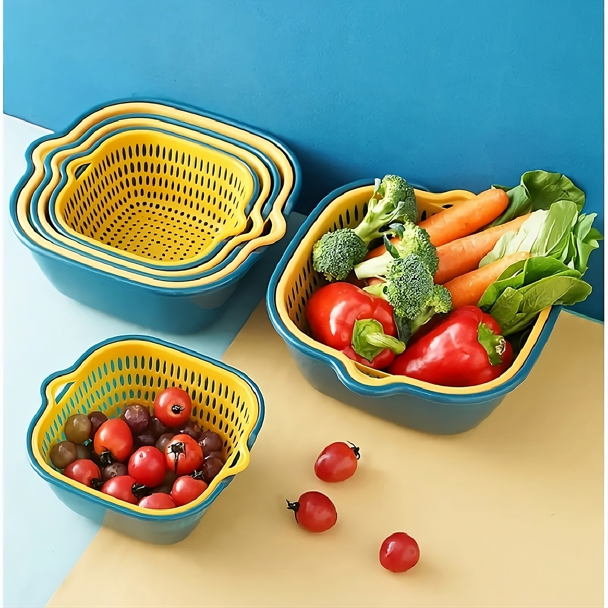 Juego de 4 coladores de alimentos de plástico (Pack de 8) – NQLN Store Venezuela, tienda online con envío a todo el país