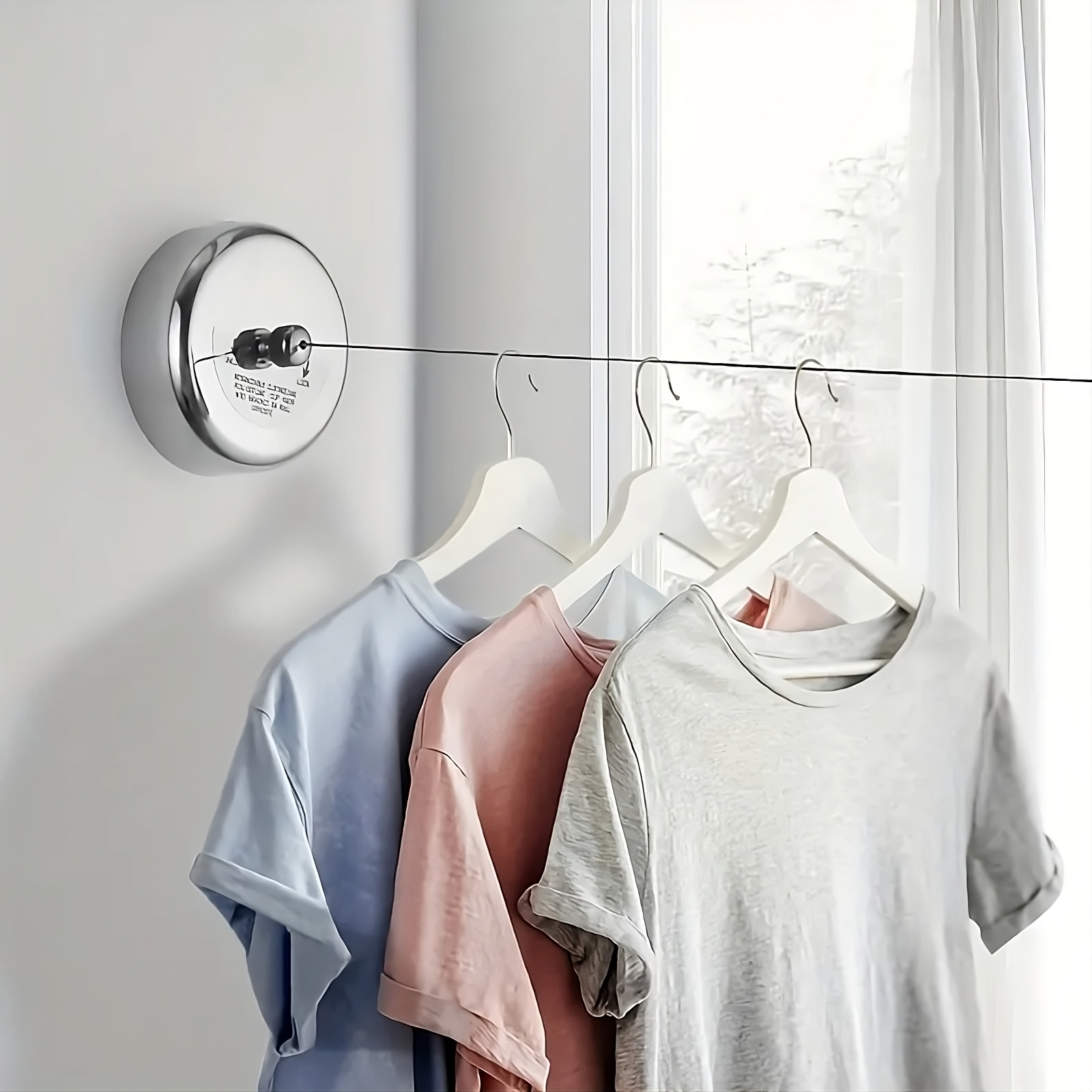 Tendedero retráctil de acero para colgar ropa – Vista detalle del producto – NQLN Store