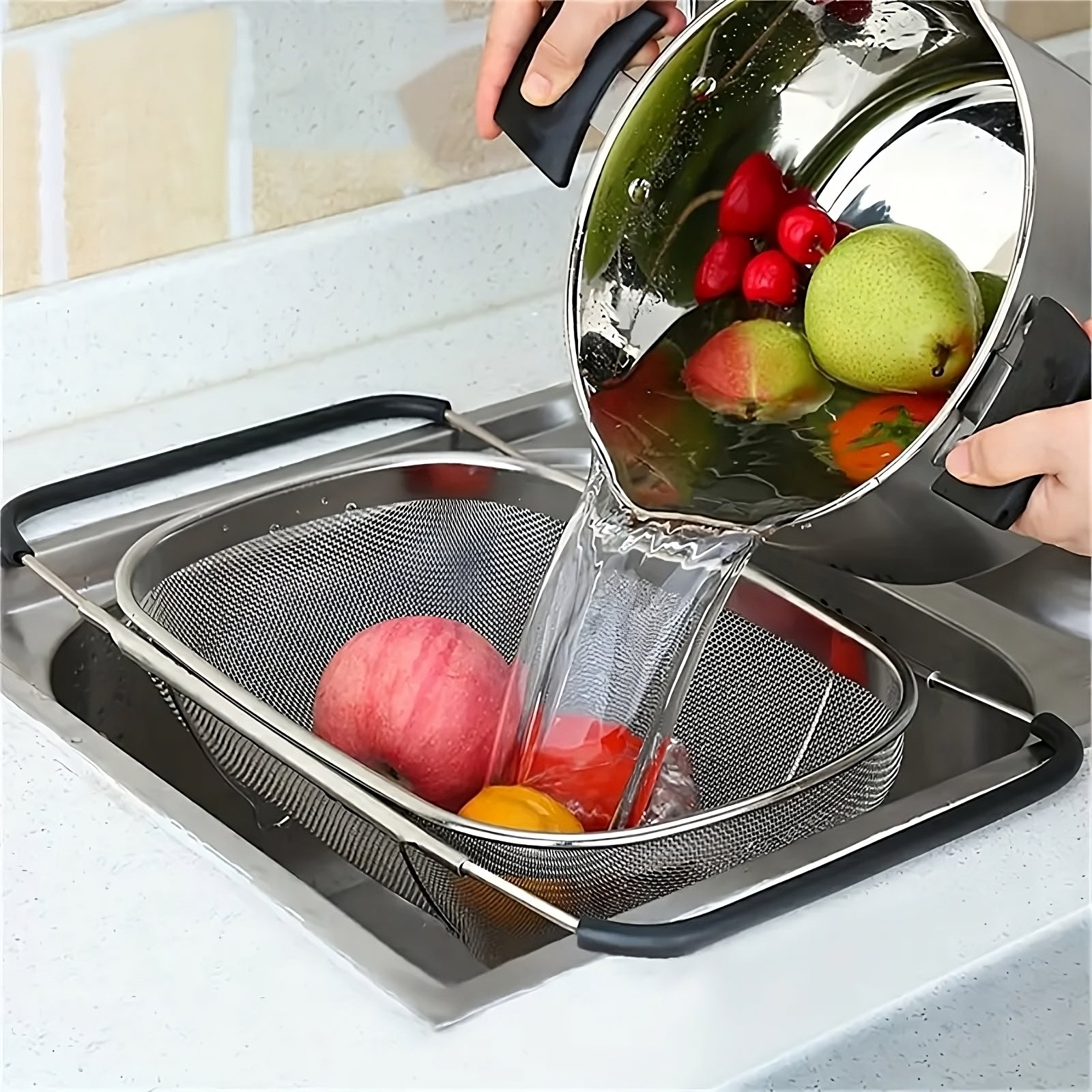 Cesta de drenaje de acero inoxidable – Vista de cerca del producto – NQLN Store