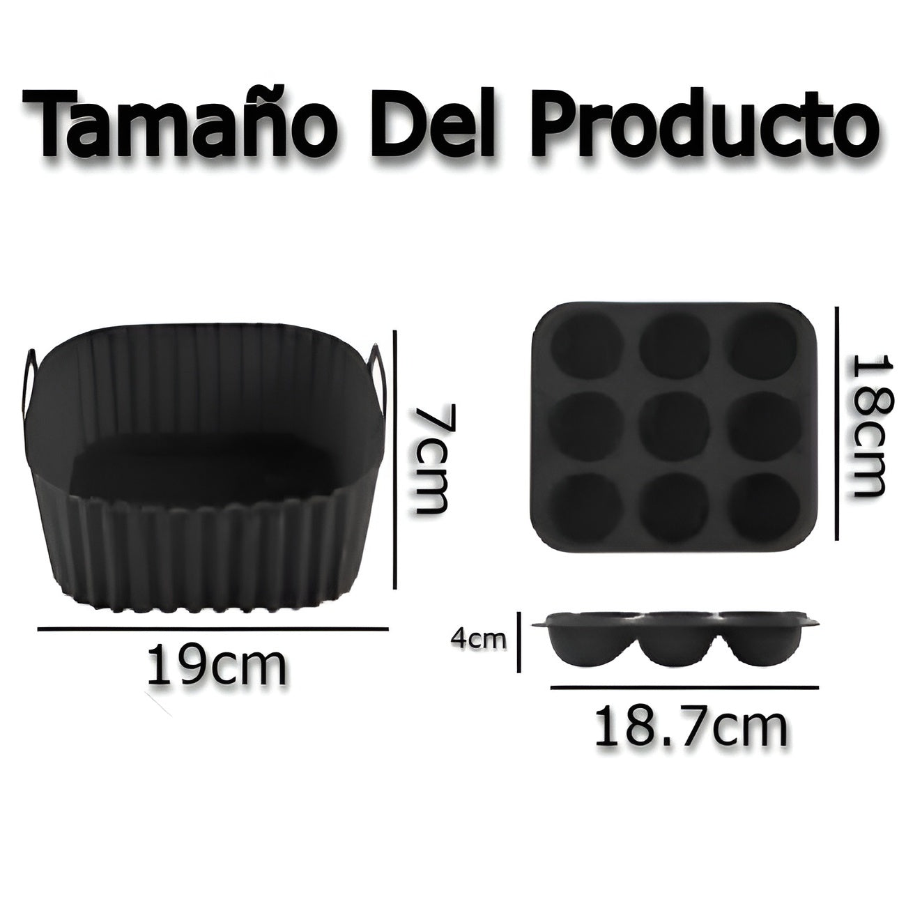 Cesta de Silicona Para Freidora De Aire Cuadrada – Vista detalle del producto – NQLN Store