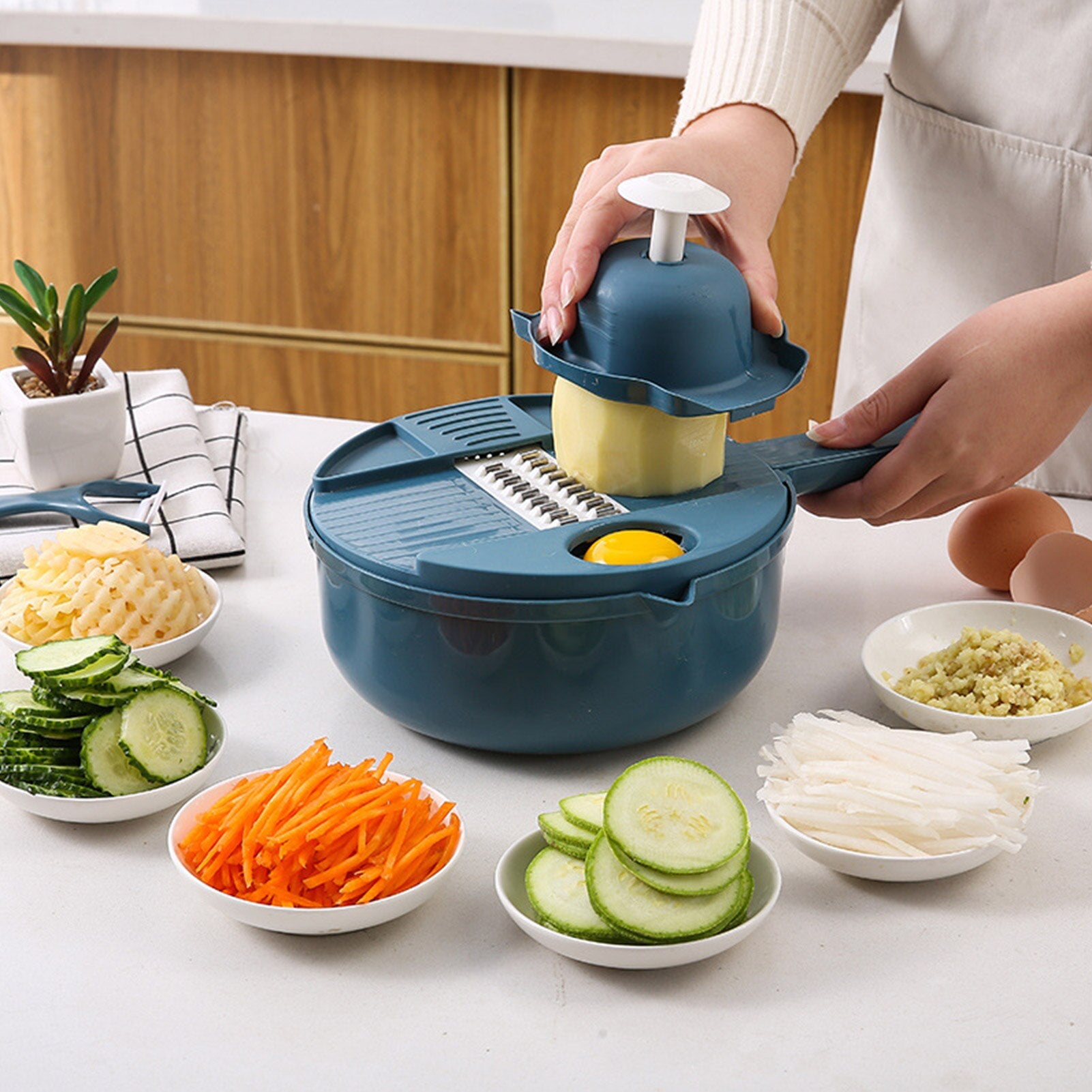 Cortador de Vegetales Multifuncional – Vista adicional – Disponible en NQLN Store Venezuela