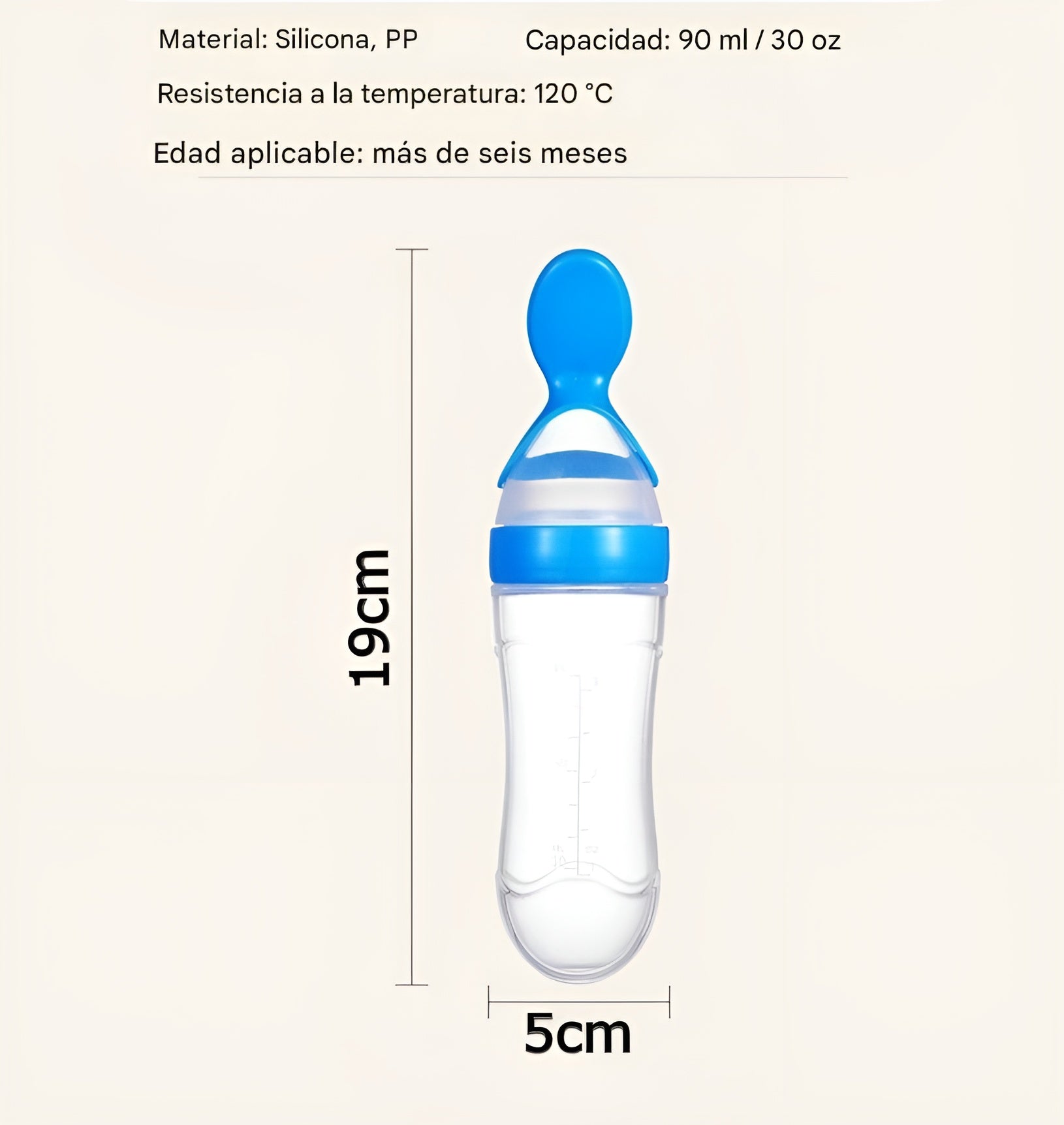 Botella de silicona con cuchara y cubierta  90ml – Detalle y presentación – NQLN Store Venezuela