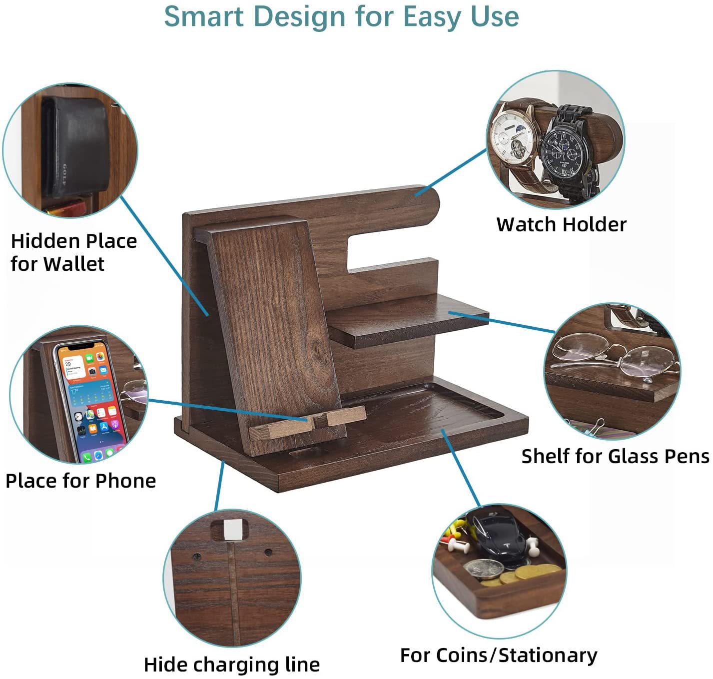 Organizador de madera para teléfono cartera reloj – Comprar al mejor precio en NQLN Store Venezuela