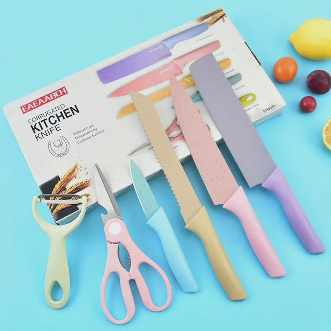 Juego de 6 cuchillos coloridos para cocina – NQLN Store Venezuela, tienda online con envío a todo el país