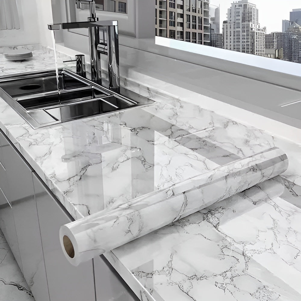 Papel tapiz 3D de mármol impermeable para cocina – Disponible en NQLN Store con envío gratis desde $20
