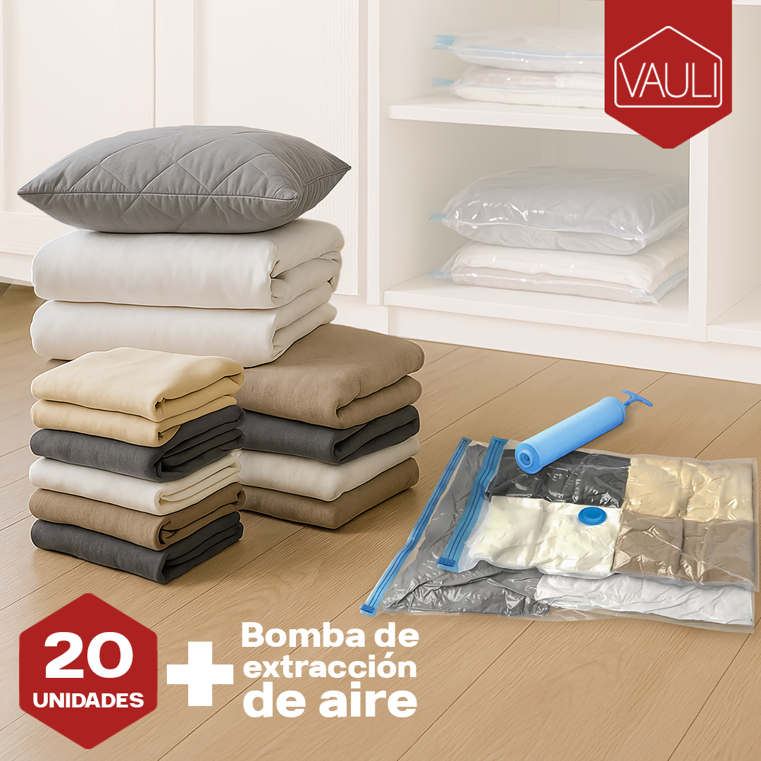 Bolsas de Almacenamiento al vacio VAULI (20 bolsas + bomba extraccion de aire)
