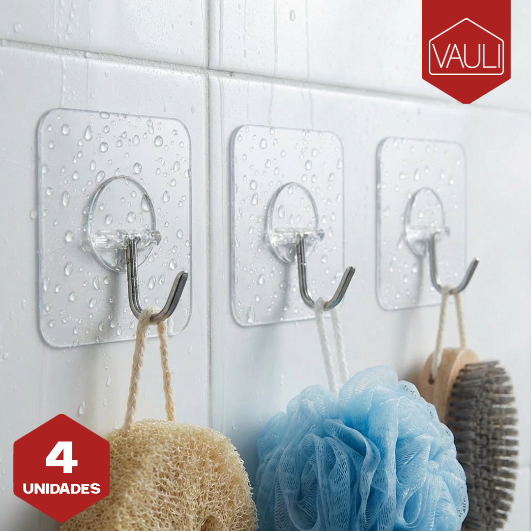 Ganchos auto adhesivos transparentes VAULI (Pack de 4)