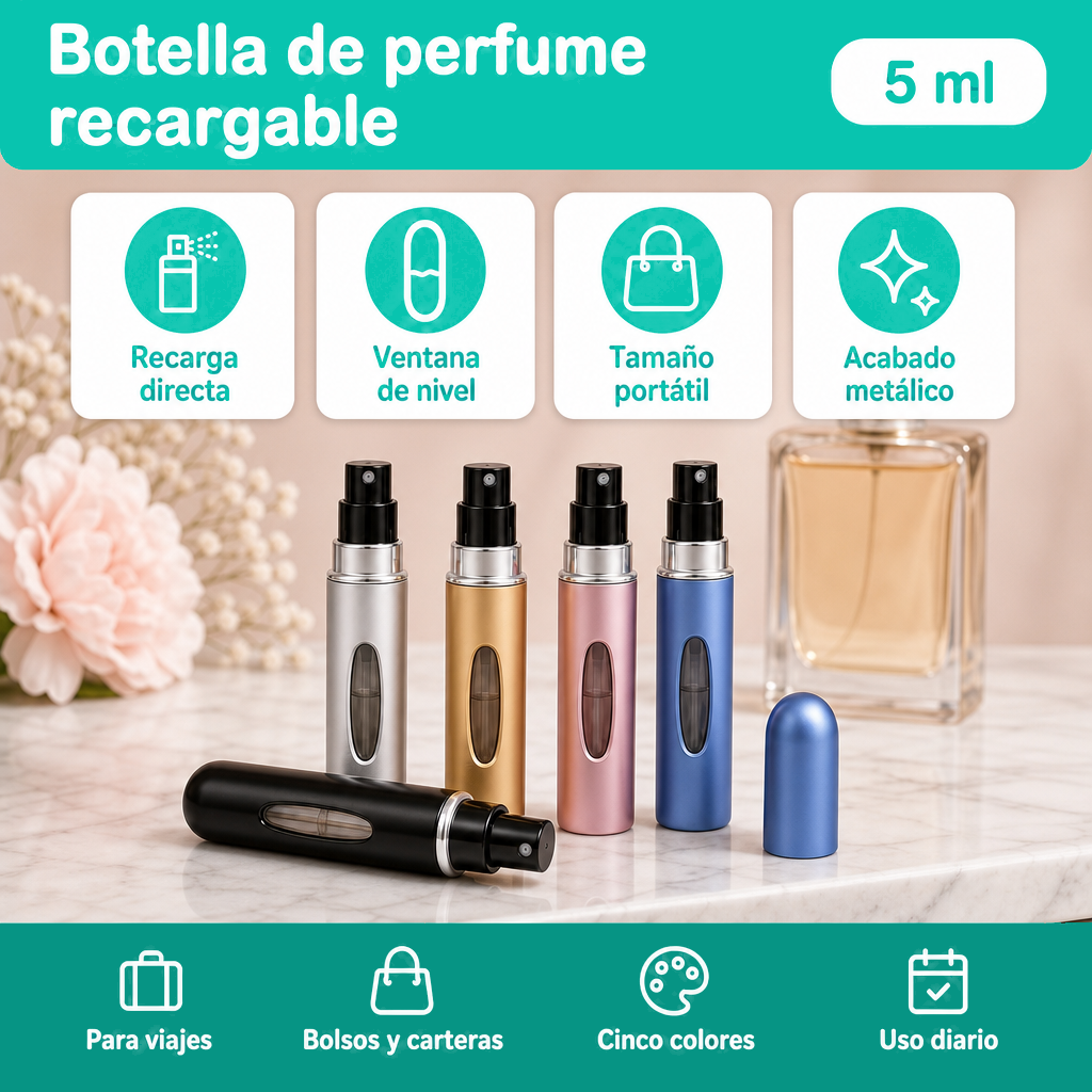 Botella de perfume de 5ml Recargable – Disponible en NQLN Store con envío gratis desde $20