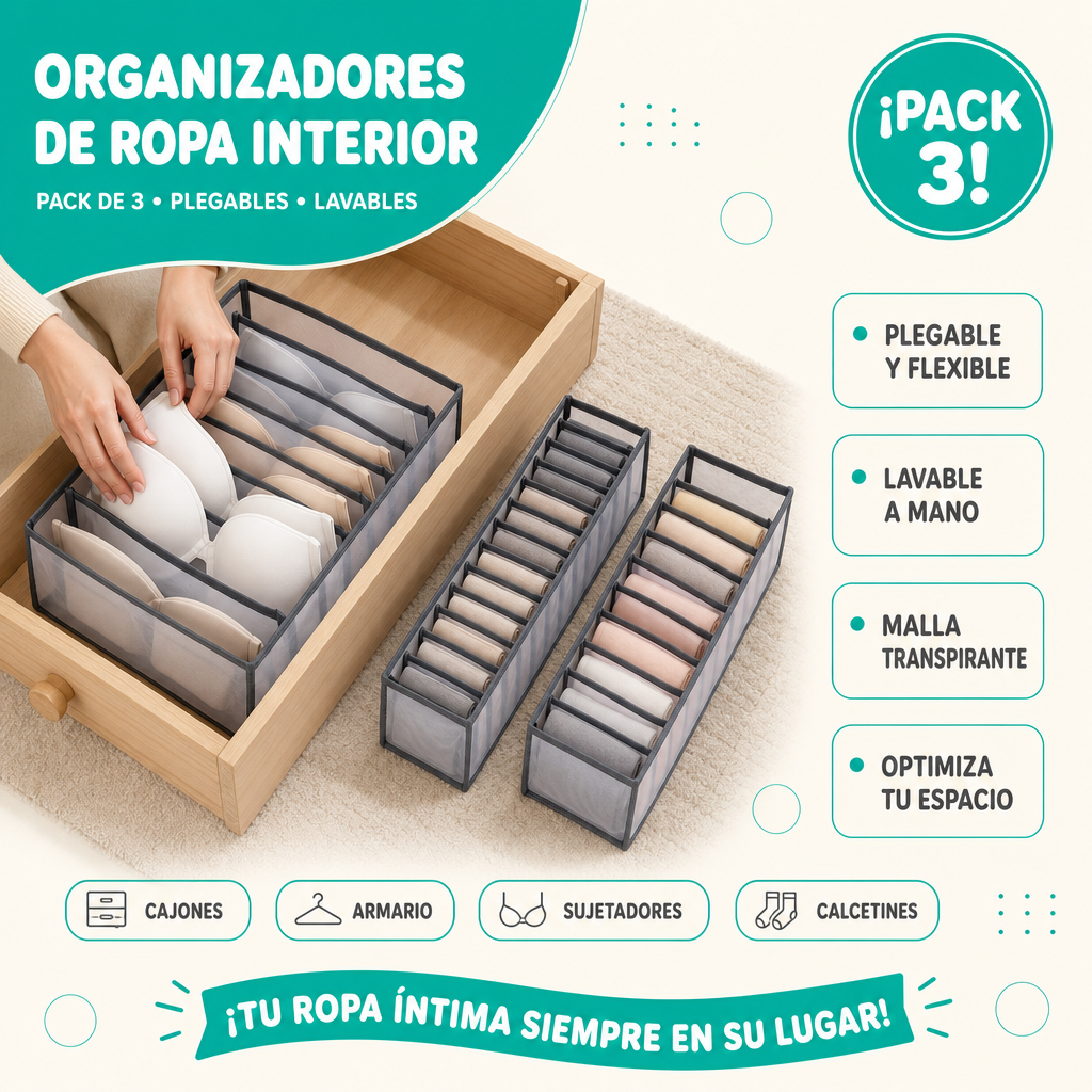 Organizadores de ropa interior (Pack de 3) – Comprar online en NQLN Store Venezuela con envío a todo el país