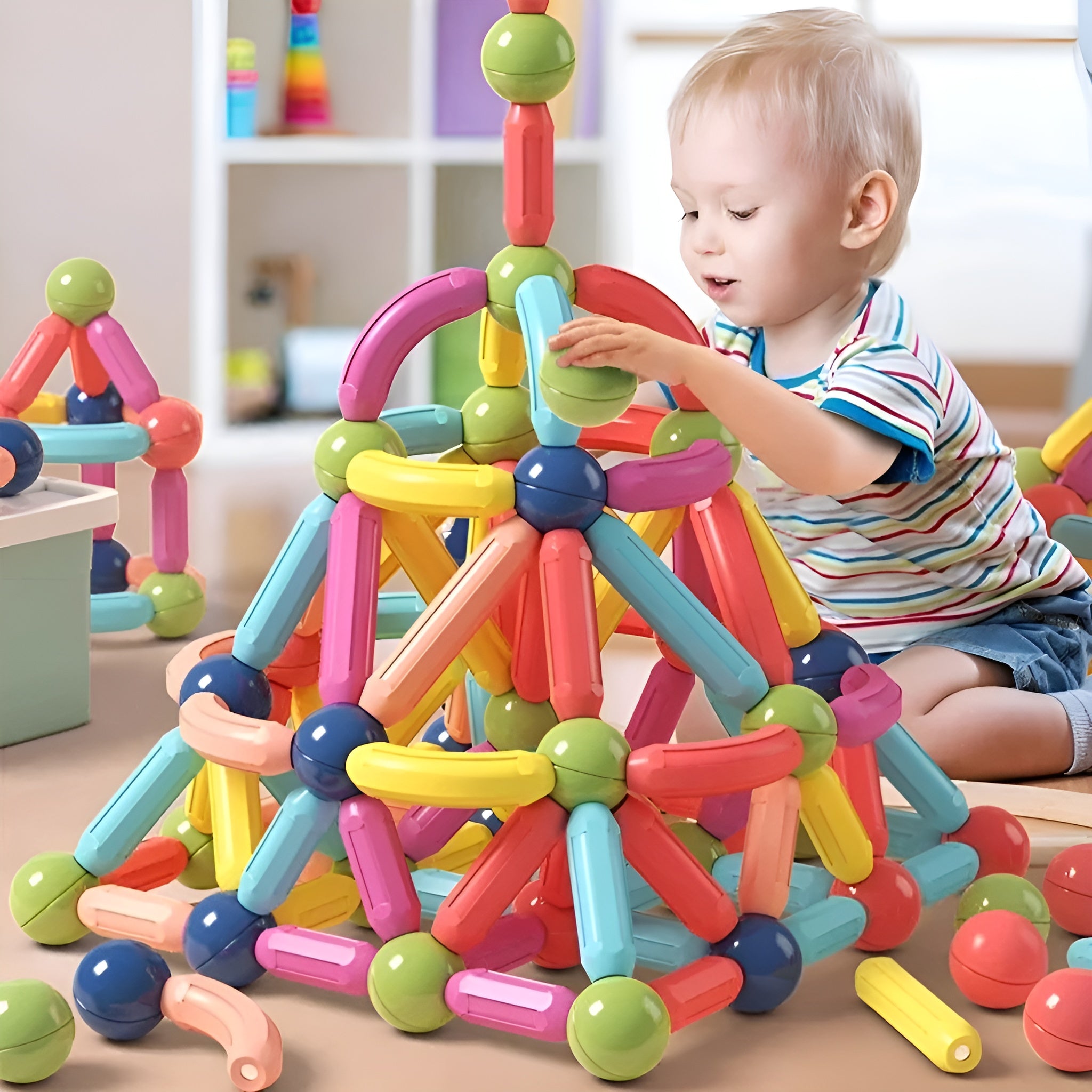 Juego de Construcción Magnético de Bolas y Varillas – NQLN Store Venezuela, tienda online con envío a todo el país