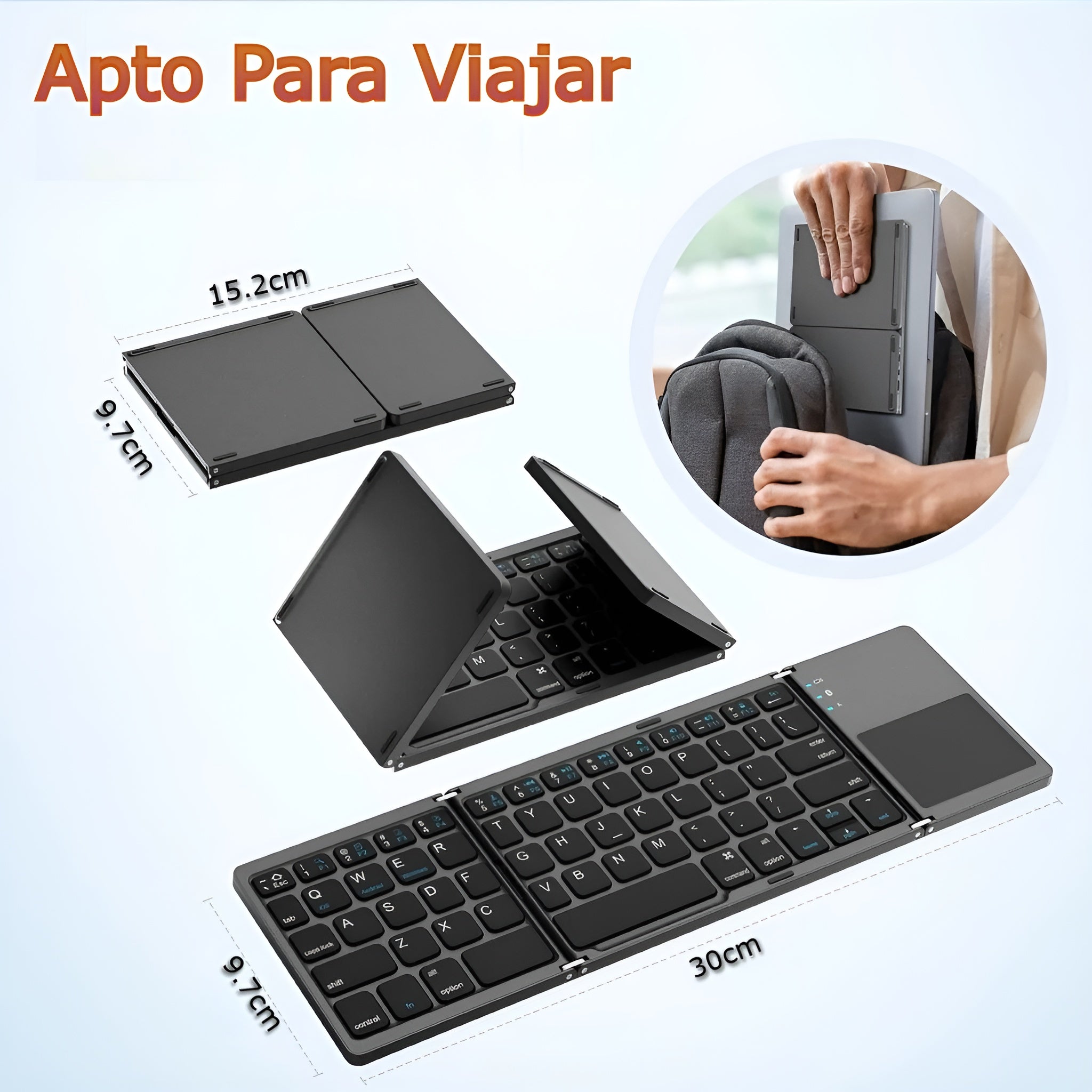 Mini Teclado Plegable con Bluetooth – Vista detalle del producto – NQLN Store