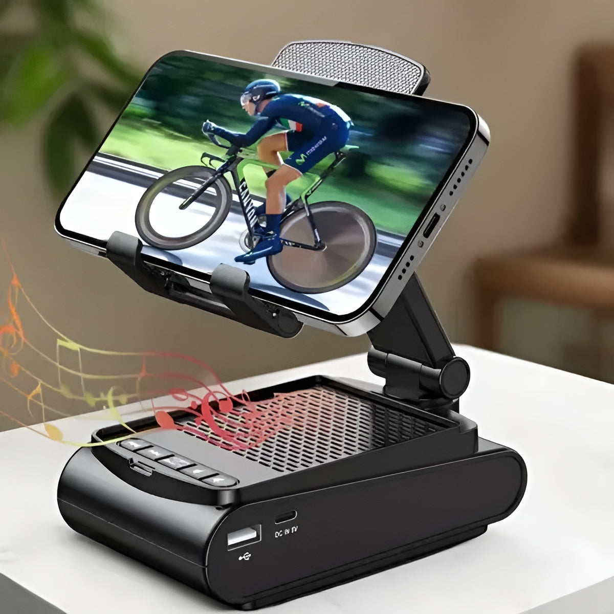 Soporte para teléfono con altavoz y base antideslizante – Disponible en NQLN Store con envío gratis desde $20