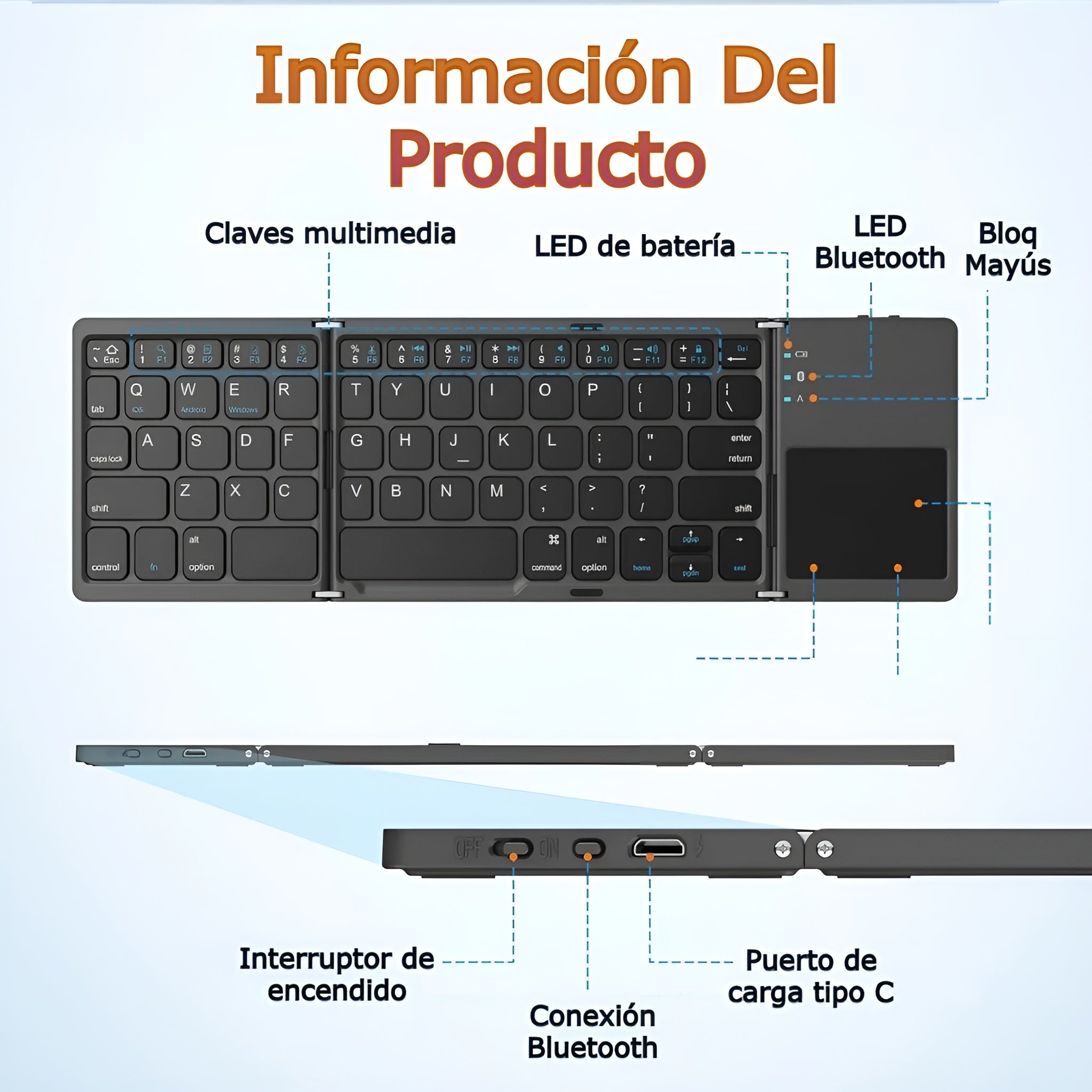 Mini Teclado Plegable con Bluetooth – Comprar al mejor precio en NQLN Store Venezuela