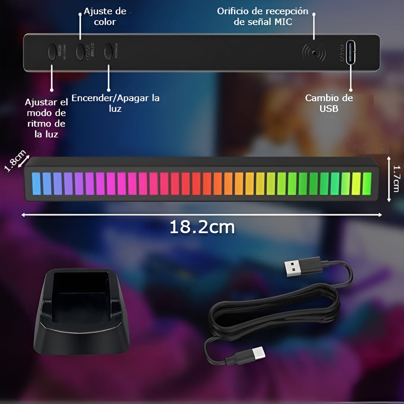 Barra de luces LED ritmo de sonido ambiental – Disponible en Caracas y Margarita – NQLN Store