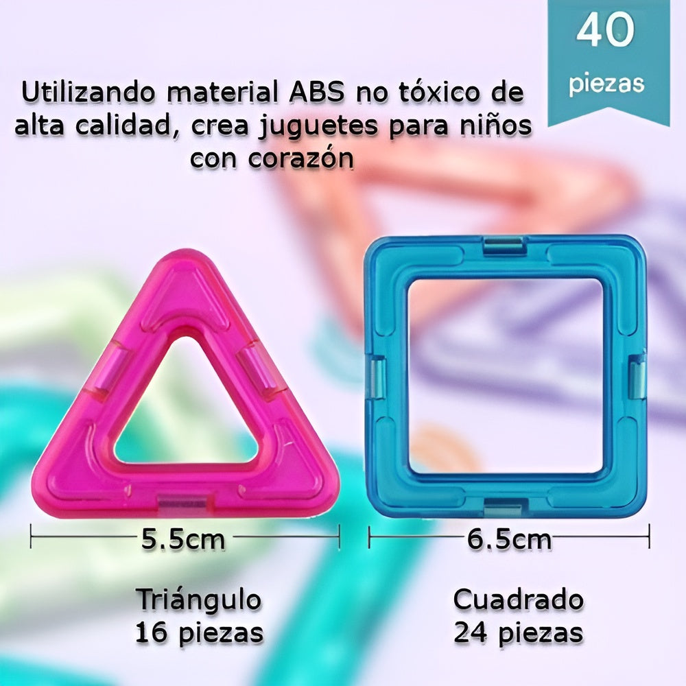 Juguete magnetico en bloques cuadrados 40 piezas – Vista detalle del producto – NQLN Store