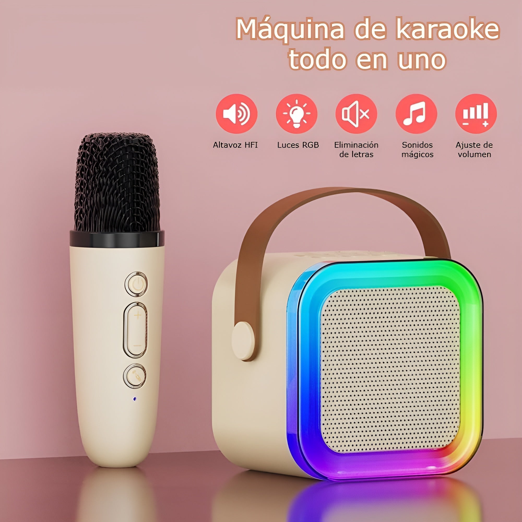 Altavoz inalambrico con Bluetooth karaoke 2 microfonos – Vista de cerca del producto – NQLN Store
