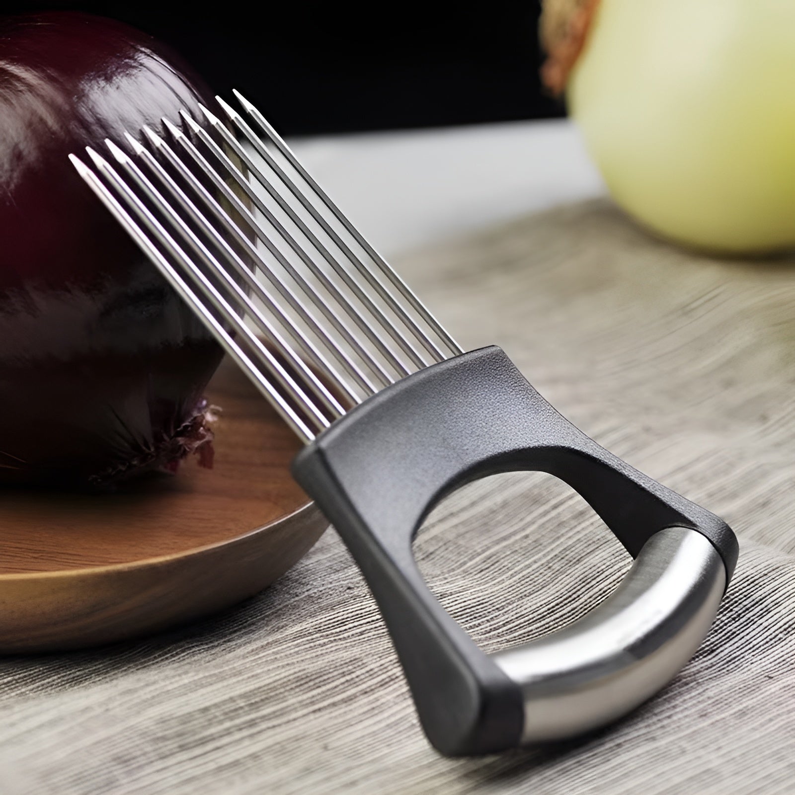 Soporte acero inoxidable para rebanar cebollas para cocina – Tienda online NQLN Store Venezuela