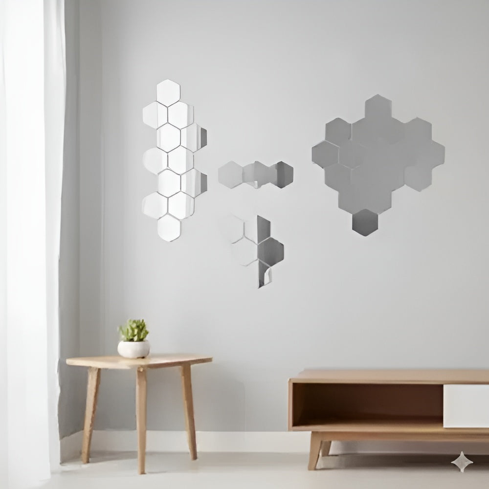Espejo sin vidrio con forma hexagonal acrílica 3D (24 unidades) – Comprar al mejor precio en NQLN Store Venezuela