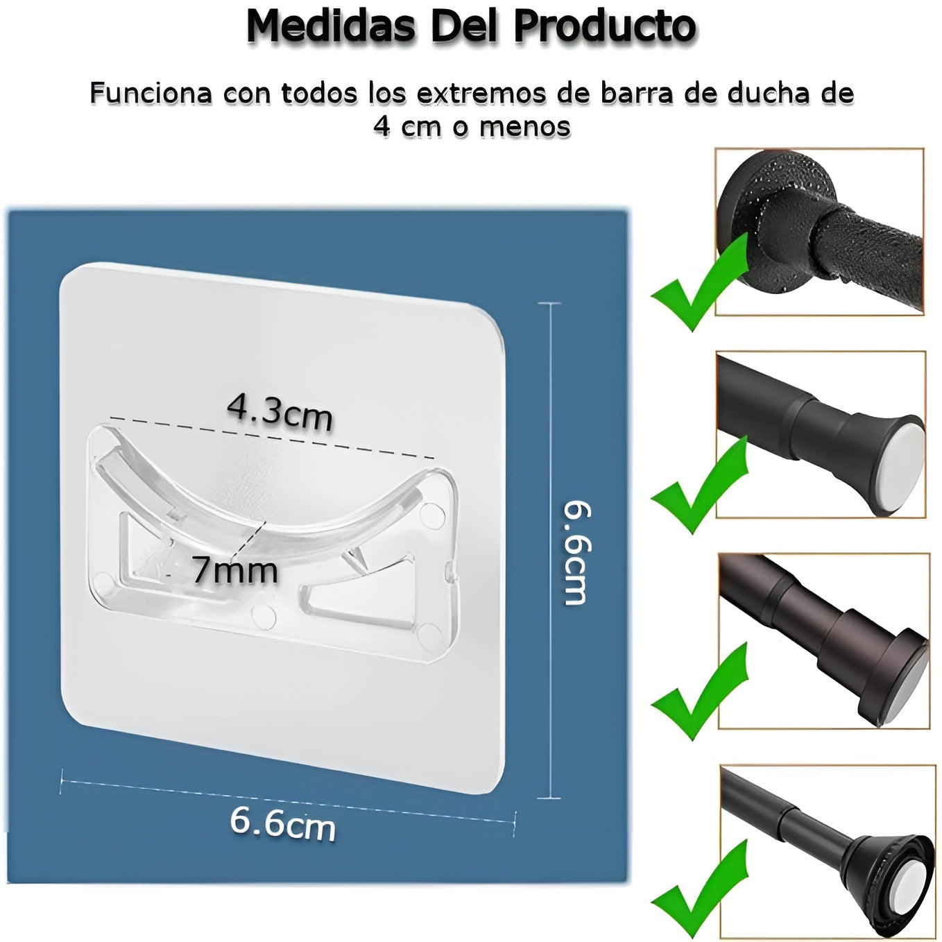 Soporte de barra para cortinas (Pack de 10) – Vista detalle del producto – NQLN Store