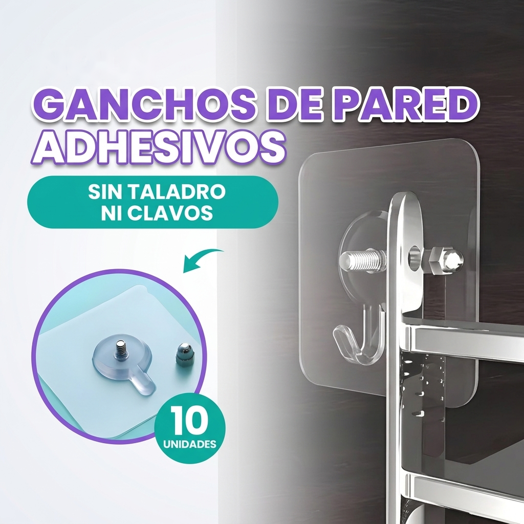 Ganchos de pared adhesivos de tornillo (pack de 10)