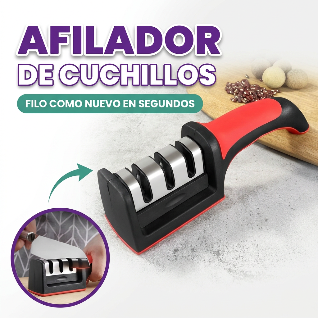 Afilador de cuchillos 3 en 1