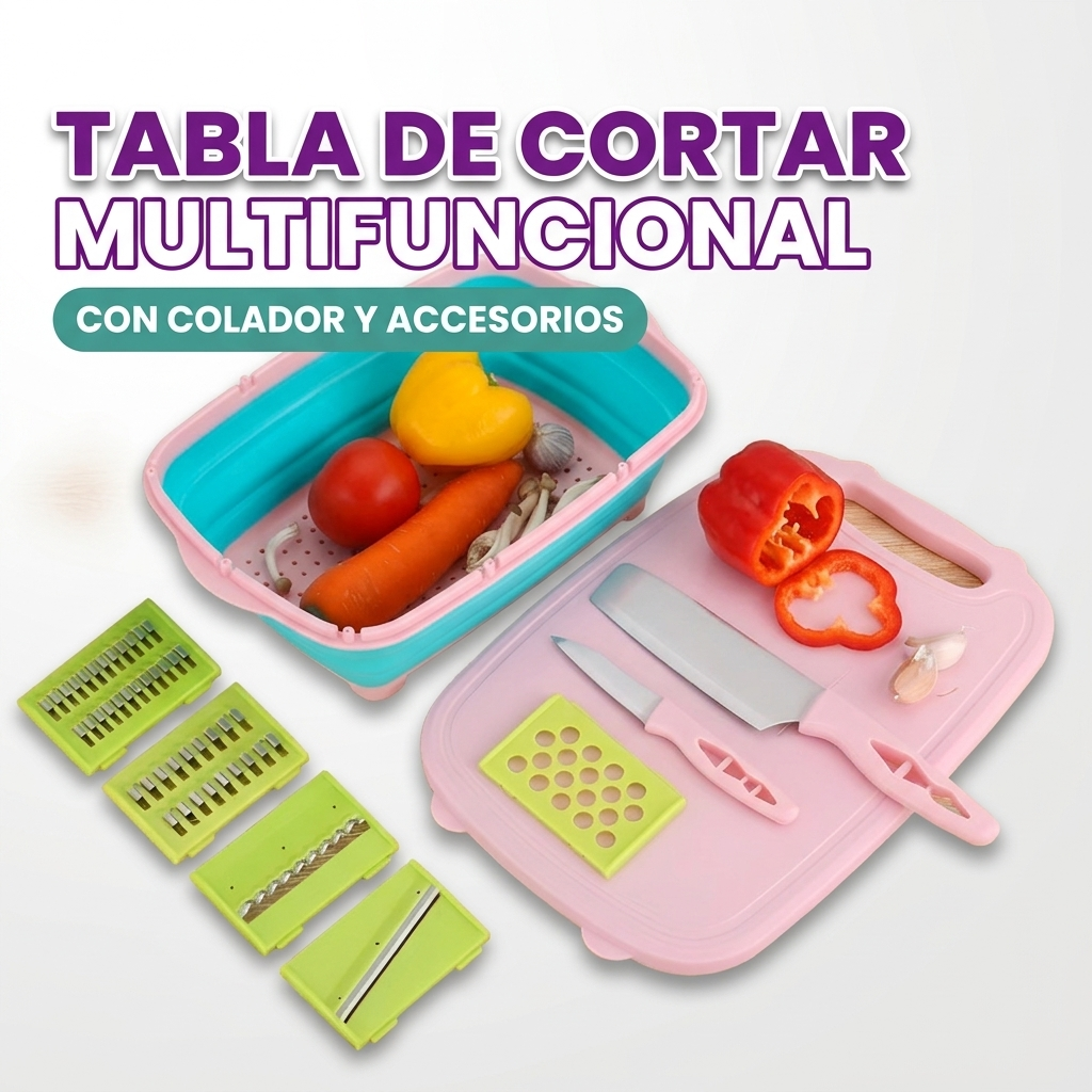 Tabla de cortar multifuncional con accesorios