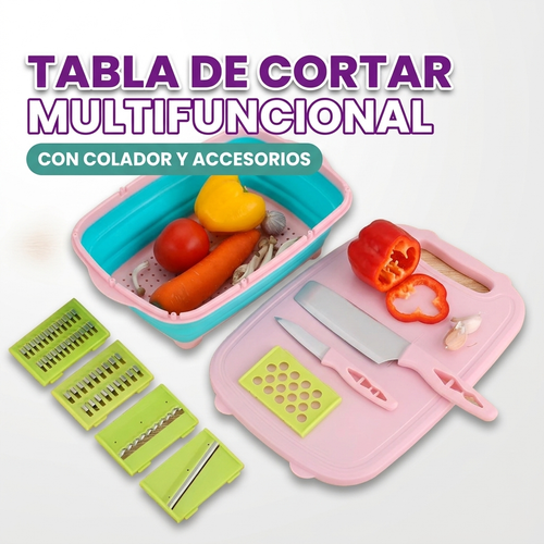 Tabla de cortar multifuncional con accesorios