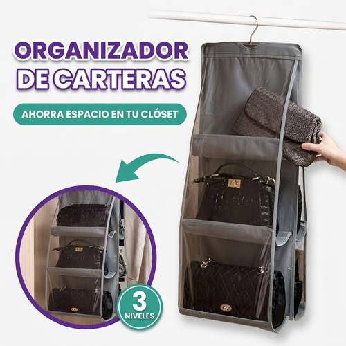 Organizador colgante de almacenamiento para carteras de 3 niveles